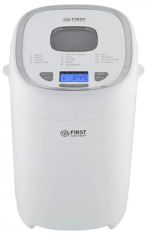 Masina de paine First Austria FA-5150-3, 550W, 13 programe, 2 dimensiuni, 3 trepte de coacere, Alb