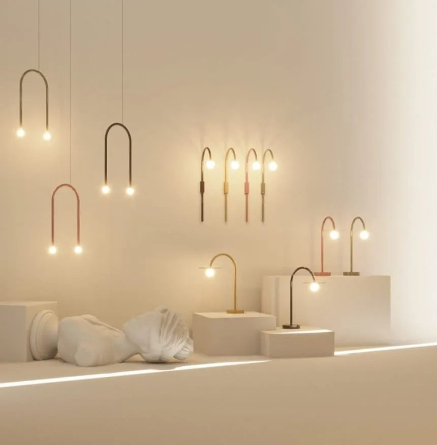 Lustra LED design minimalist ENIGMA, Coral red
