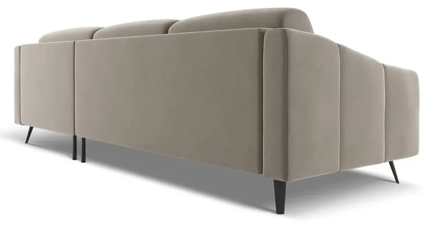 Colțar bej cu tapițerie din catifea (cu colț pe partea dreaptă) Nalu – Makamii