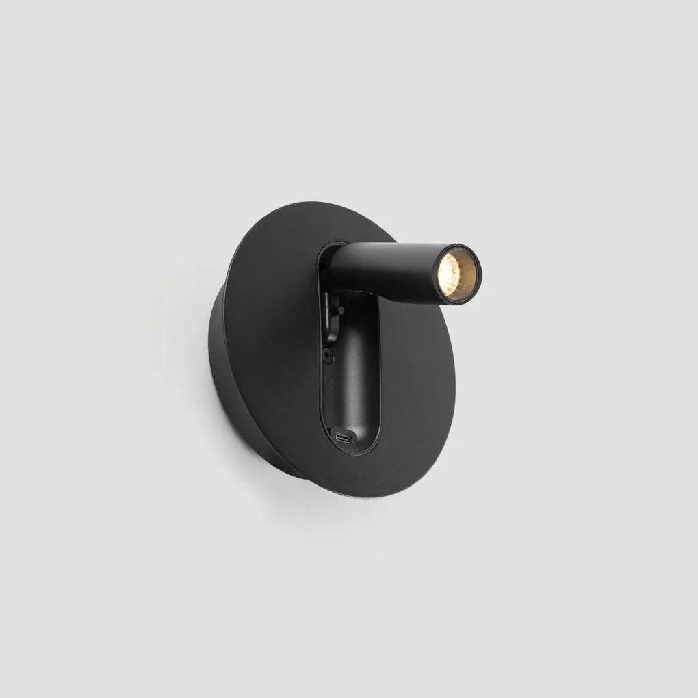 Aplica cu reader LED directionabil stil minimalist TIMIT USB C negru