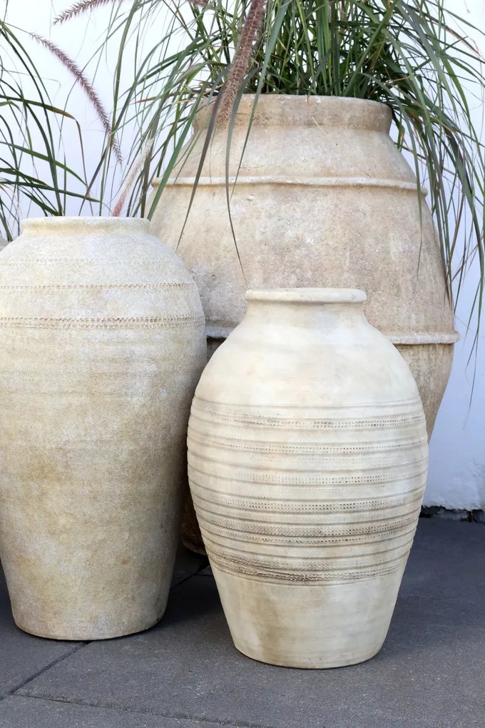 Vas decorativ din teracotă, H44 cm, aspect antichizat, Lourdes