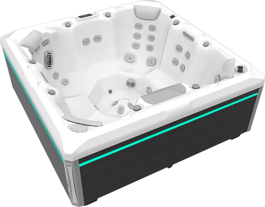 Minipiscina jacuzzi 7 persoane, 46 jeturi hidromasaj, WiFi, sistem audio, pompa caldura inclusa, Wellis Mandala Life Premium