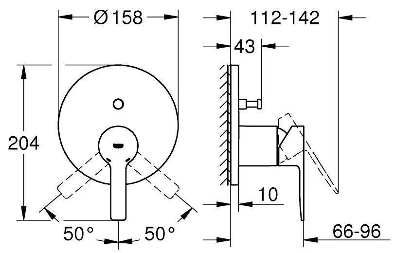 Baterie cada-dus incastrata Grohe Lineare pentru corp ingropat crom lucios