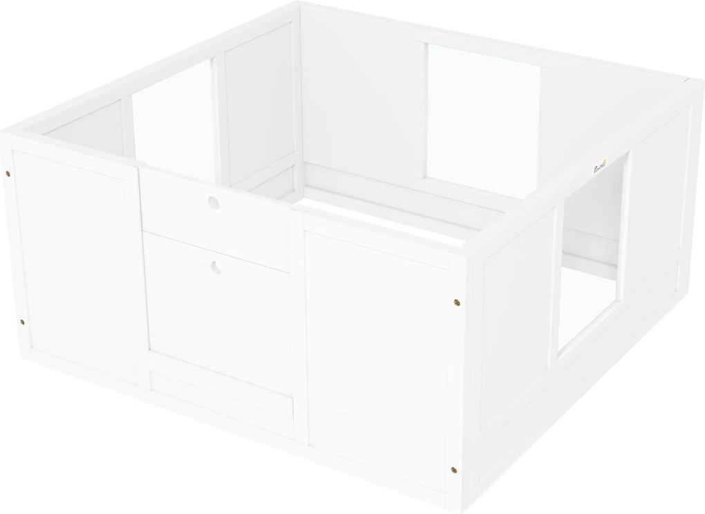 PawHut Cușcă pentru pui pentru câini mici și de talie medie, cușcă de fătare pentru câini cu intrare ajustabilă, tampoane antiderapante, Alb | Aosom Romania