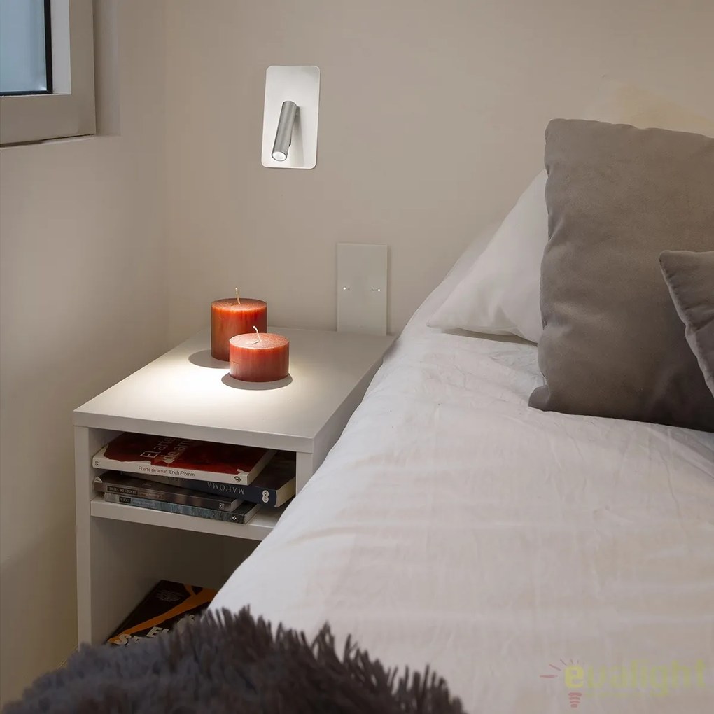 Lampa de perete cu reader LED incastrabila design modern minimalist SUAU nickel 62126