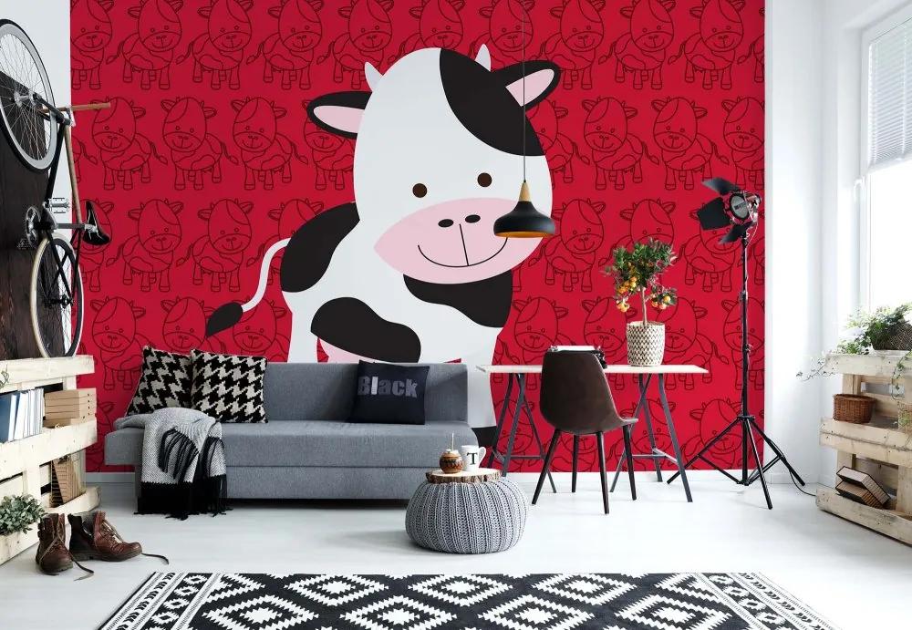 Fototapet GLIX - Happy Cartoon Cow + adeziv GRATUIT Papírová tapeta  - 368x280 cm