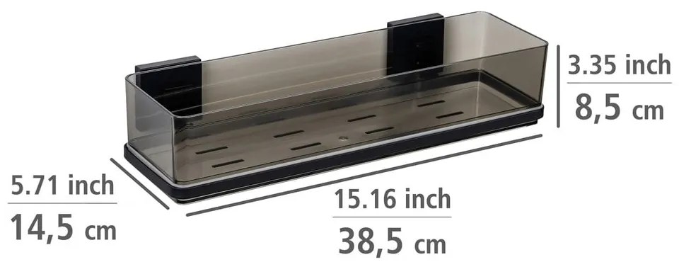 Raft pentru baie negru autoadeziv din plastic Quadro – Wenko