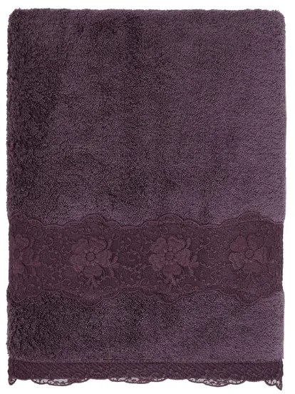 Prosop de corp STELLA cu dantela 85x150 cm Roz Trandafir / Pink Rose