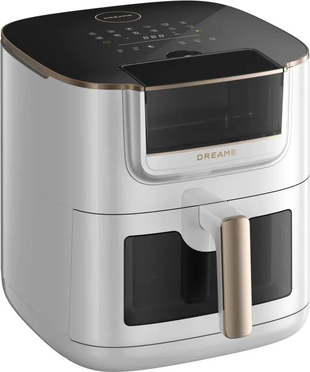 Friteuza cu aer cald Dreame AF30, 2300 W, 7 L, 12 programe, 50-200°C, Caldura ciclonica sus/jos, SmartSteam, LED, NTC, Alb