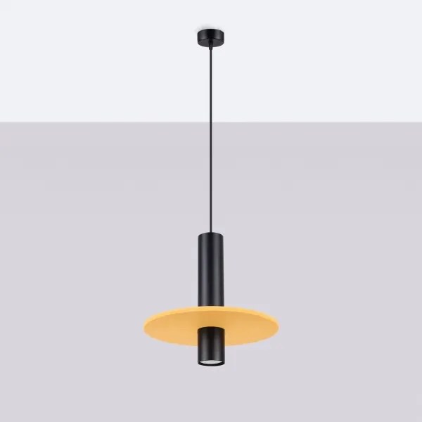 Sollux SL.1883 - Pendul cu cablu PELTA 1xGU10/10W/230V negru/galben