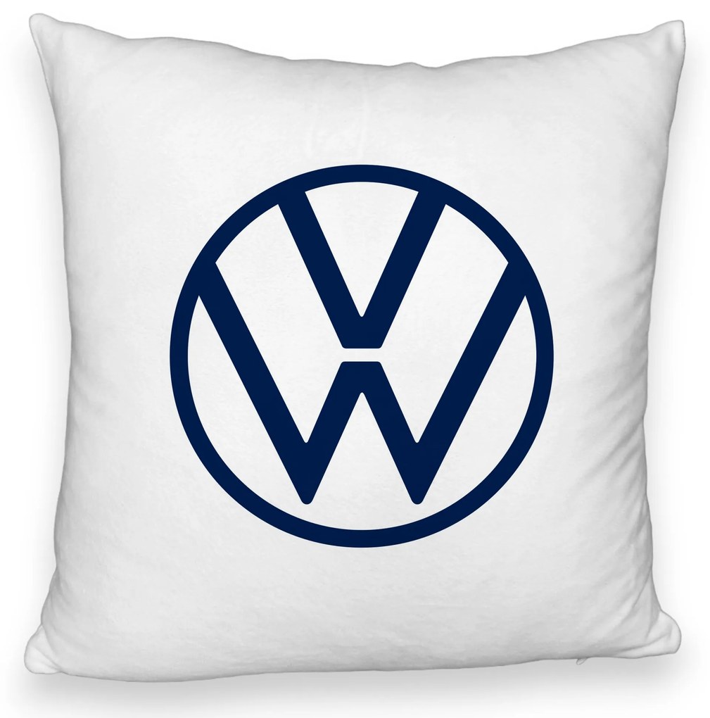 Perna Decorativa Fluffy, Model Volkswagen, 40x40 cm, Alba, Husa Detasabila, Burduf