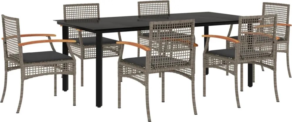 vidaXL Set mobilier de grădină cu perne, 7 piese, gri, poliratan