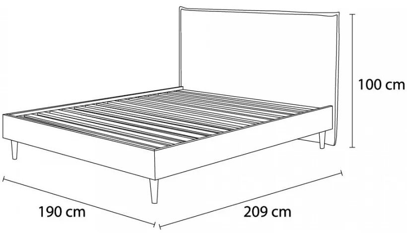 Pat matrimonial 180x200 cm gri deschis tapițat cu somieră Sary – Bobochic Paris