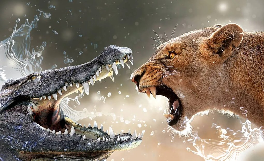 Fototapet - Aligator și predator (152,5x104 cm)