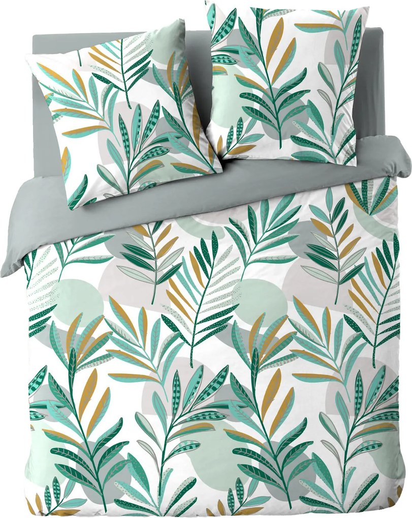 Set de lenjerie de pat cu model de frunze, LOUNA, 240 x 220 cm