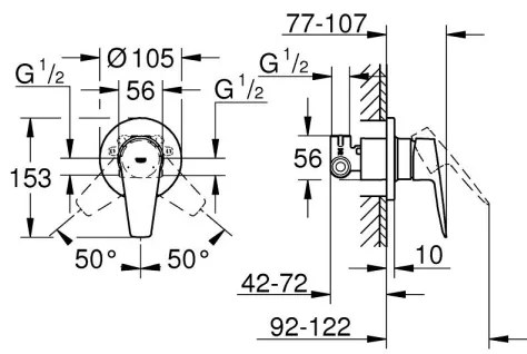 GROHE 29040001 - Baterie de duș BAUEDGE crom lucios