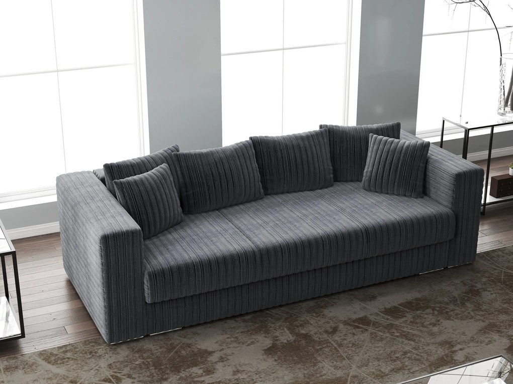 Canapea extensibilă dumonde cu ladă de depozitare si sezut confortabil din spuma high-density, Gloria Ambience Grey 240x100 cm