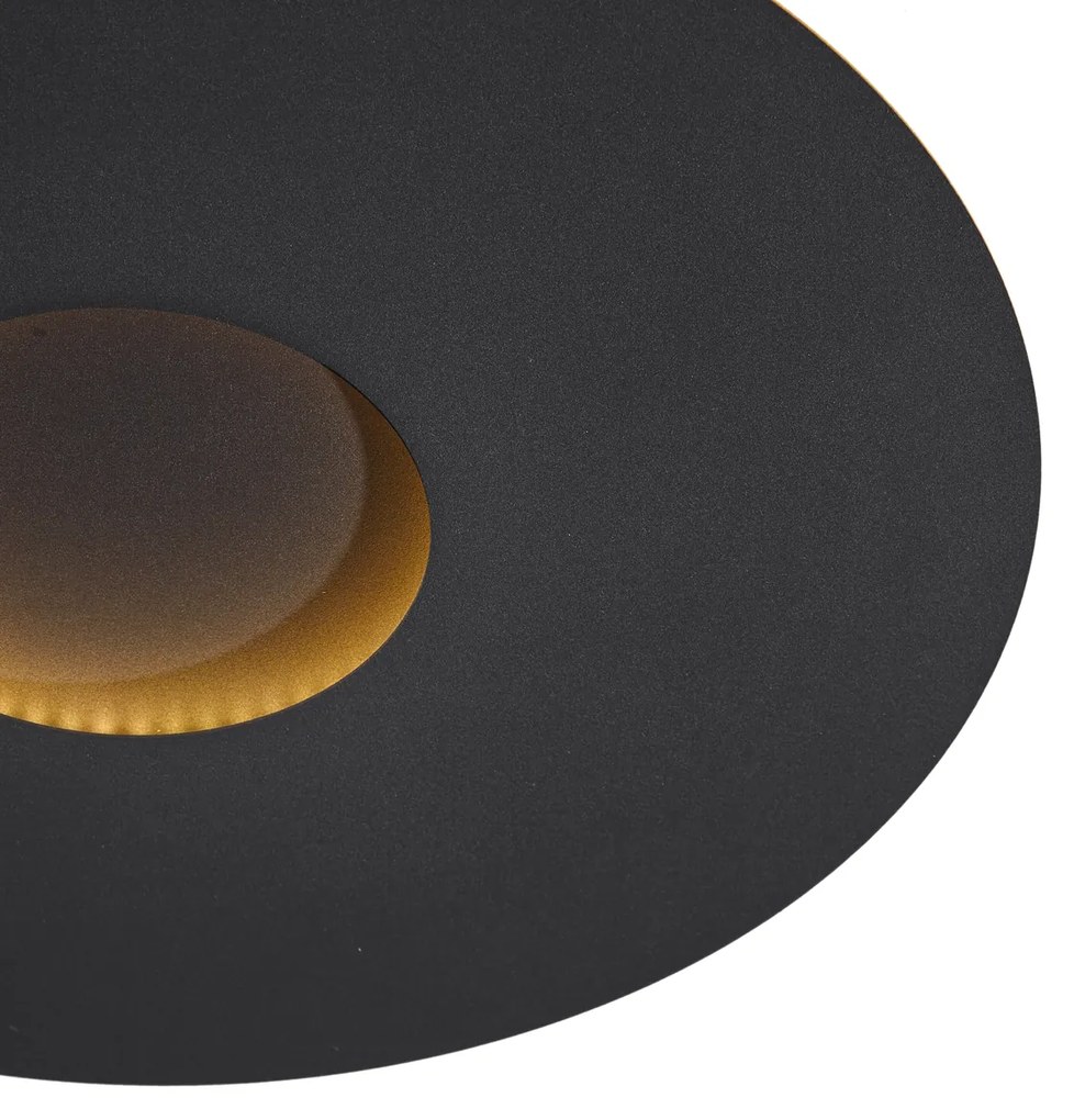 Plafonieră modernă neagră 40cm incl. LED cu 3 trepte de intensitate luminoasă - Morning