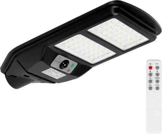 Corp Stradal Solar LED Novelite SUNO 80W cu Senzor de Mișcare și Temperatură 3CCT Ajustabilă IP54, Iluminat Exterior Eficient pentru Curți și Alei