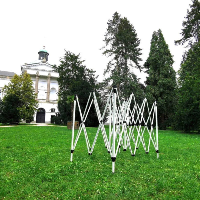 Cort de grădină 3x4,5m Oțel | Foișor pliabil rapid pentru evenimente și petreceri - cu 3 pereți - Bej