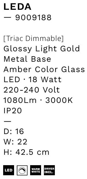 Aplica de perete LED design modern Leda auriu