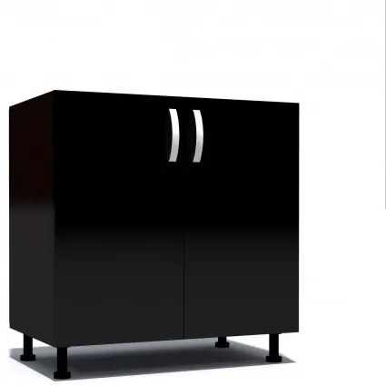 Corp inferior cu 2 usi 80 cm Zebra, Wenge/Negru, fara blat 80 x 82 x 50