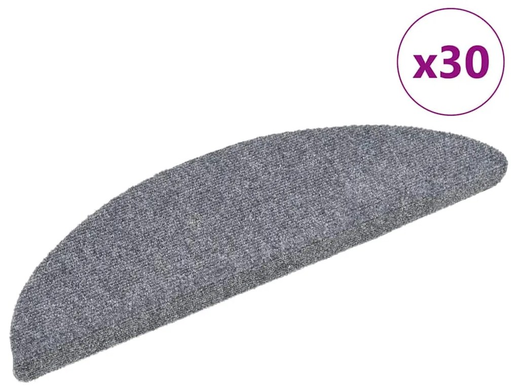 vidaXL Covorașe autoadezive pentru scări, 30 buc., 56x17x3 cm, gri deschis, semirotunde