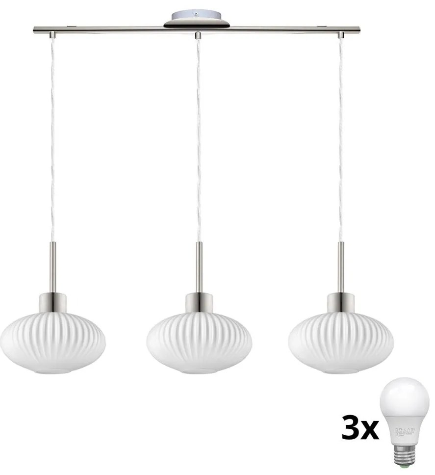 Lustră LED suspendată pe cablu HARMA 3xE27/60W/230V, crom mat/alb