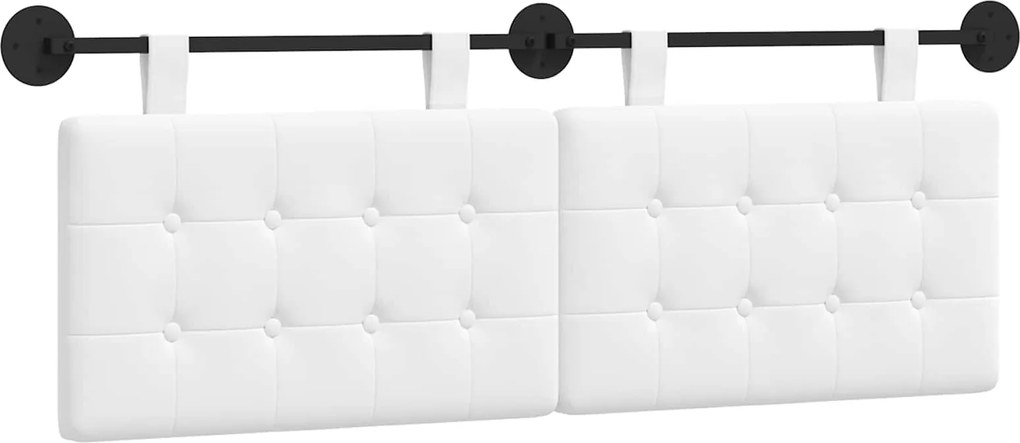 vidaXL Cap de pat suspendat Pe perete Alb 130 x 55 x 5 cm țesătură