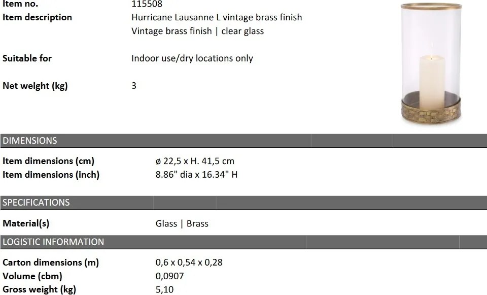 Suport lumanare design LUX Lausanne L, vintage