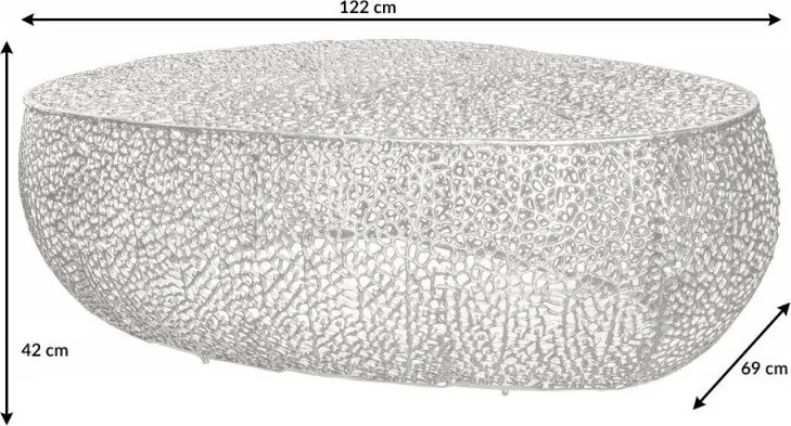Masuta cu aspect deosebit Leaf 120cm, argintiu