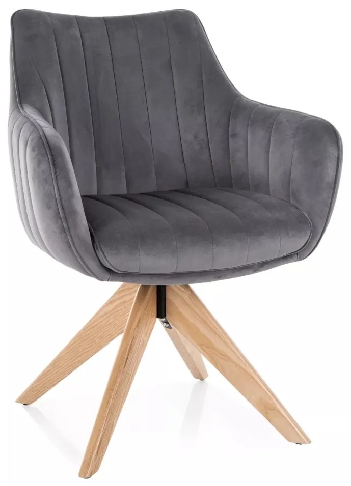 Scaun rotativ Azalia D velvet gri Blu14