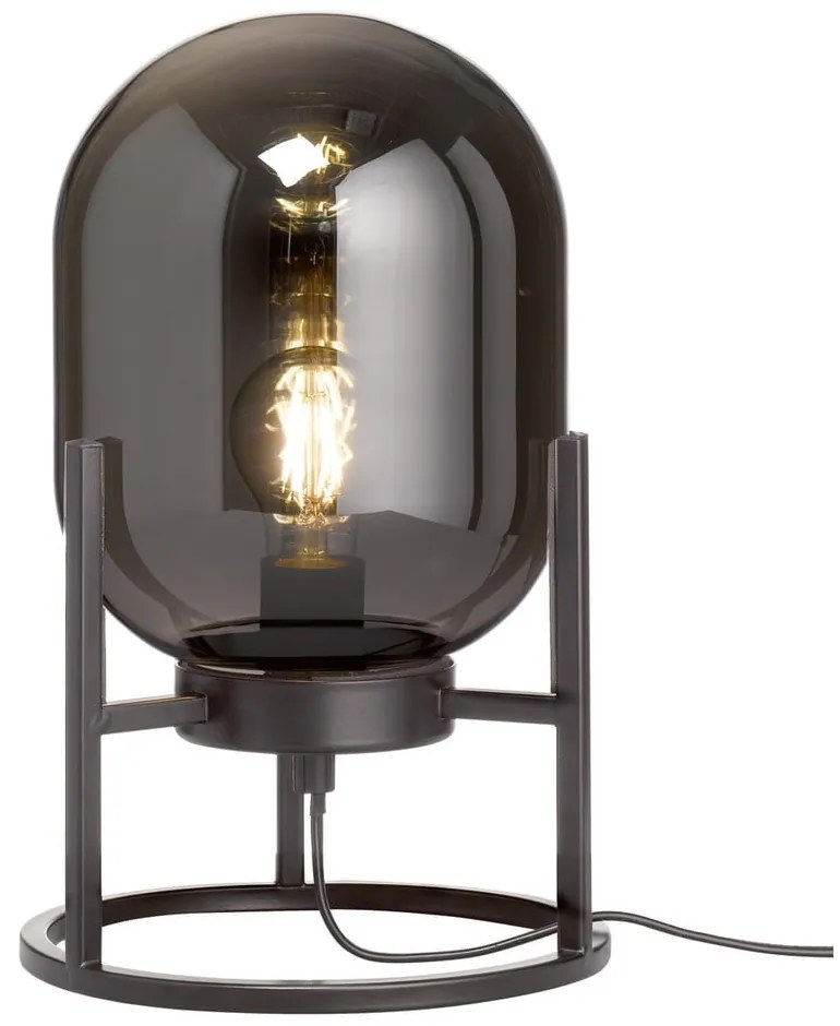 Veioză neagră cu abajur din sticlă (înălțime 34 cm) Regi – Fischer &amp; Honsel