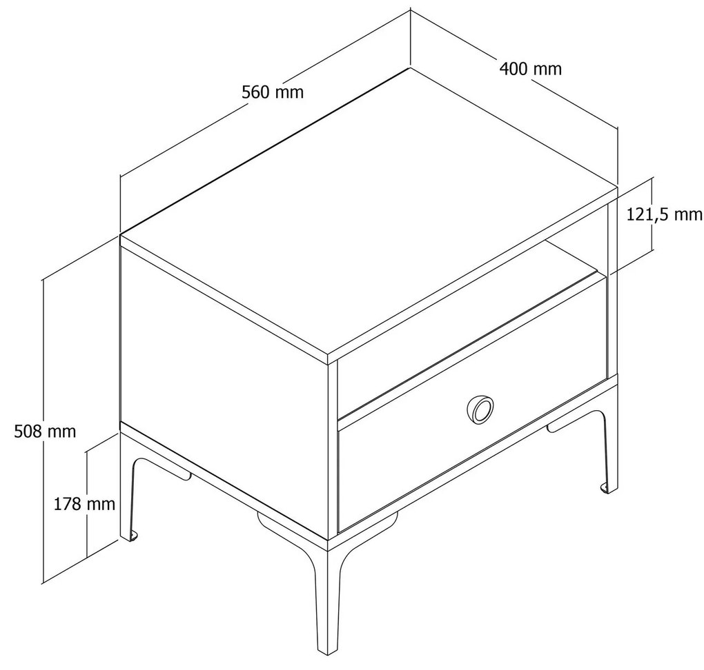 Noptieră Lizbon 532 - Walnut