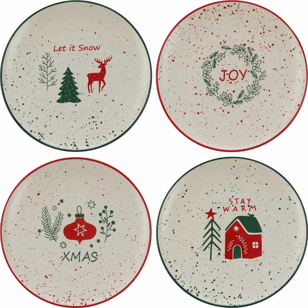 Set de 4 farfurii întinse din ceramică Let It Snow26,5 cm