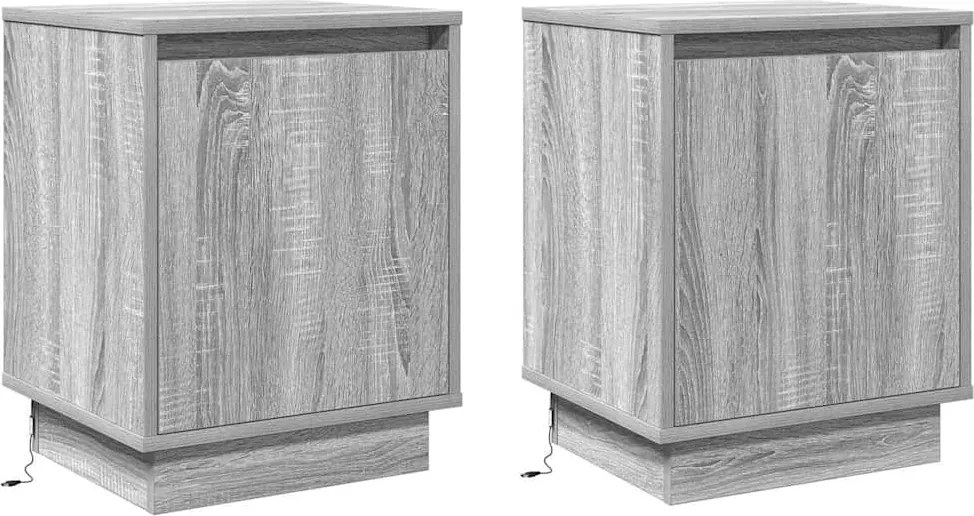 vidaXL Dulap de noapte 2 pcs Gri 39 x 34,5 x 50 cm Lemn compozit