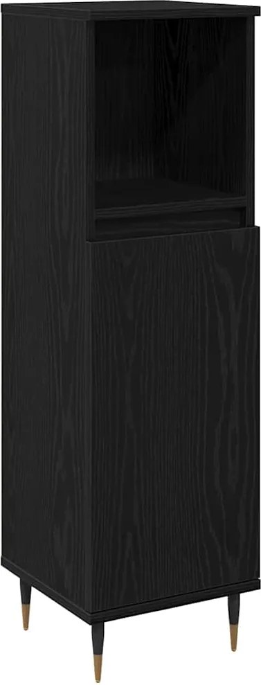 vidaXL Dulap de Baie Stejar Negru 30 x 30 x 100 cm Lemn compozit