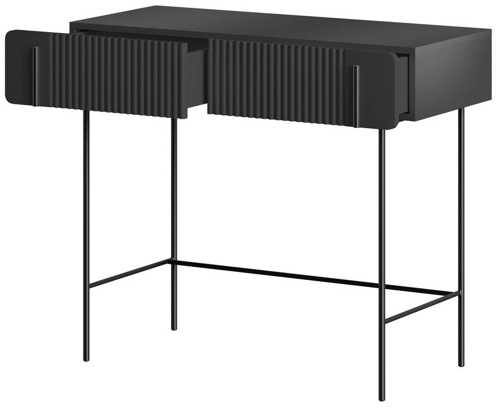 Masă de toaletă Malmi 100 cm - negru mat / picioare negre