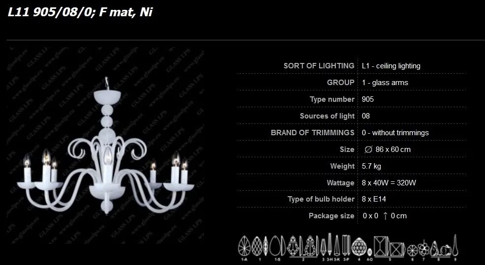 Candelabru Bohemia L11 905/08/0; F 1 floor, mat, Ni