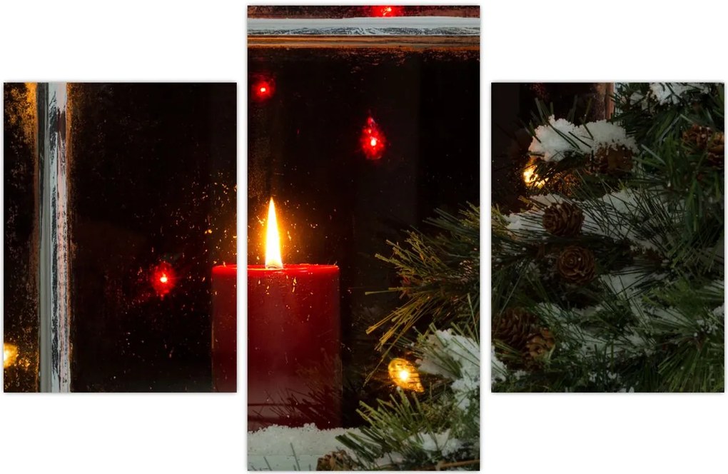 Tablou - Lumânare strălucitoare de Crăciun (90x60 cm)