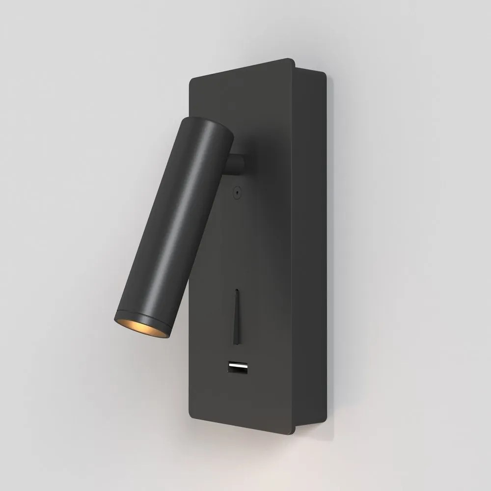 Aplica de perete cu spot LED directionabil si port USB Mirax negru