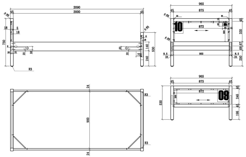 Set ALEX conține un Pat copii de 90x200cm, noptieră, sub Pat copii, birou, Dulap camera copii cu 3 uși, bibliotecă și o comodă cu 3 sertare