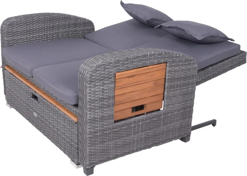 Canapea de grădină gri din ratan artificial Bari – Garden Pleasure