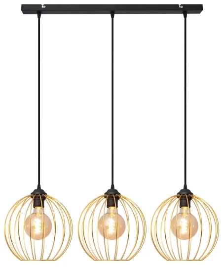 Lustră pe cablu MERCURE 3xE27/15W/230V auriu/negru