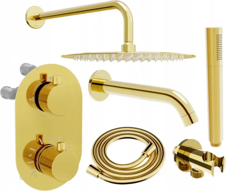 Mexen Kai DR70 set cadă-duș încastrat cu duș de ploaie 30 cm, auriu - 77602DR70301-50