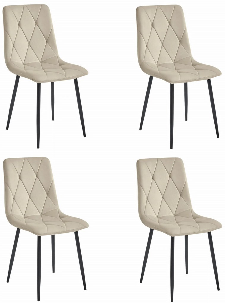 Set 4 Scaune Bucatarie/Dining Fido Catifea Bej