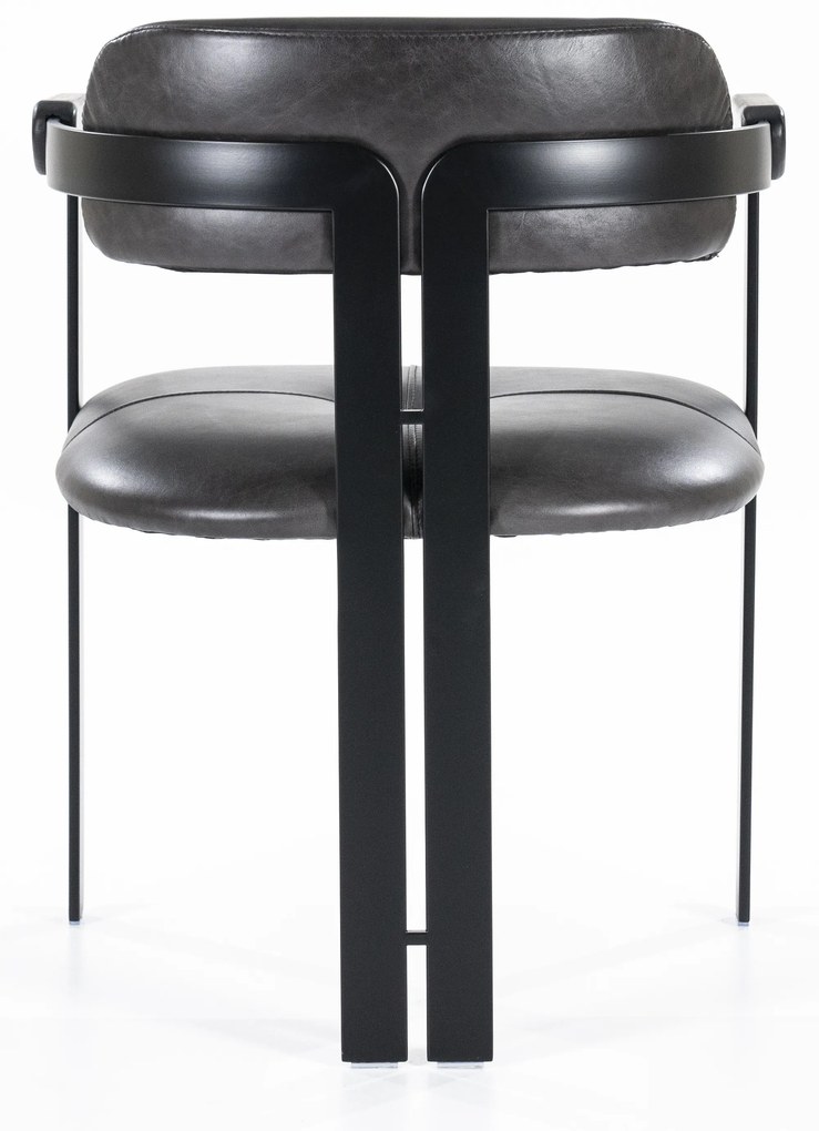 Scaun Morris din piele si metal negru