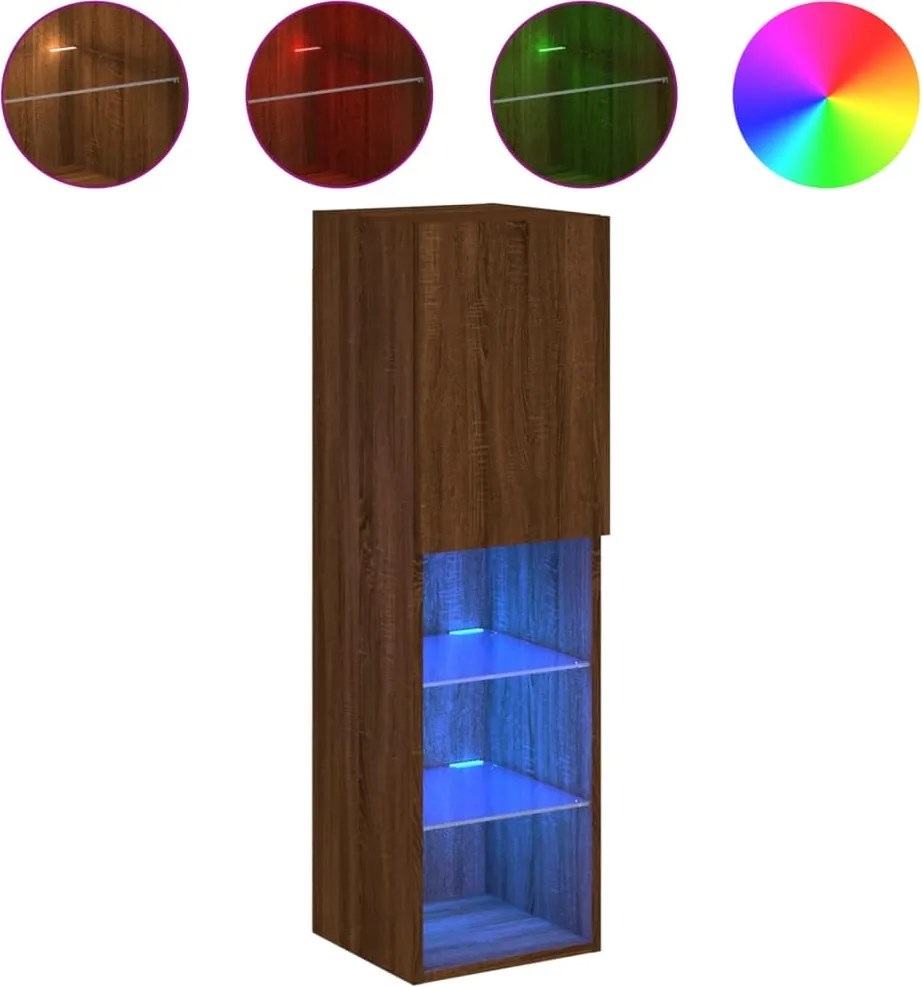 vidaXL Comodă TV cu lumini LED, stejar maro, 30,5x30x102 cm
