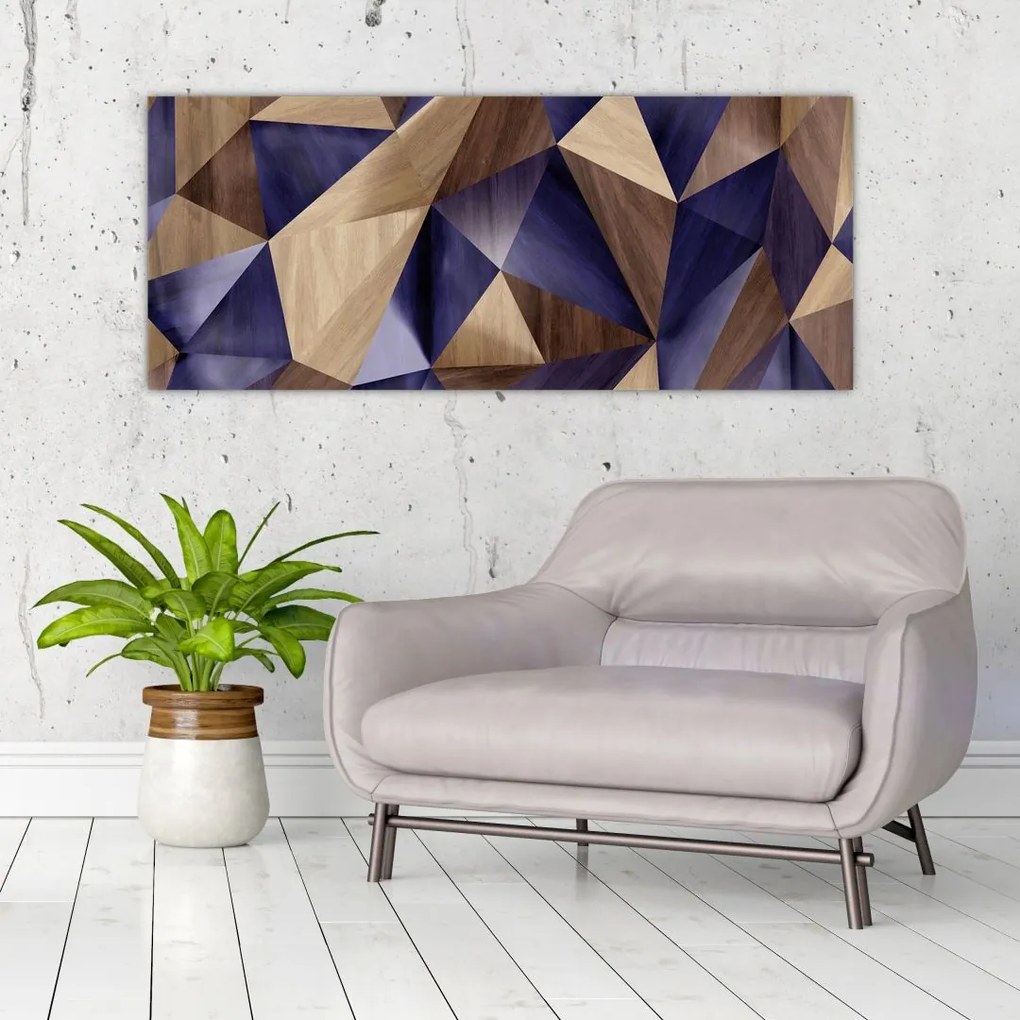 Tablou - 3D triunghiuri de lemn (120x50 cm)