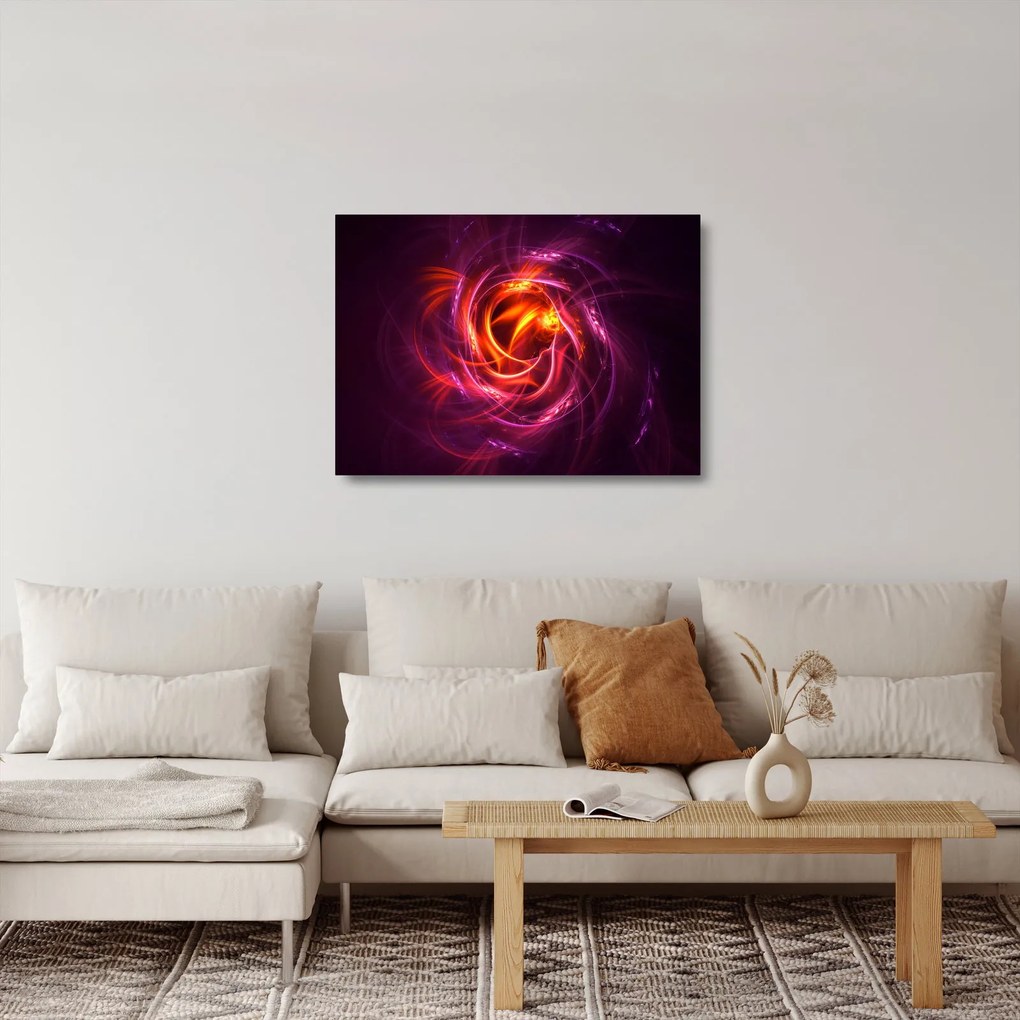 Tablou pe sticlă cu abstracțiune modernă care luminează (70x50 cm)